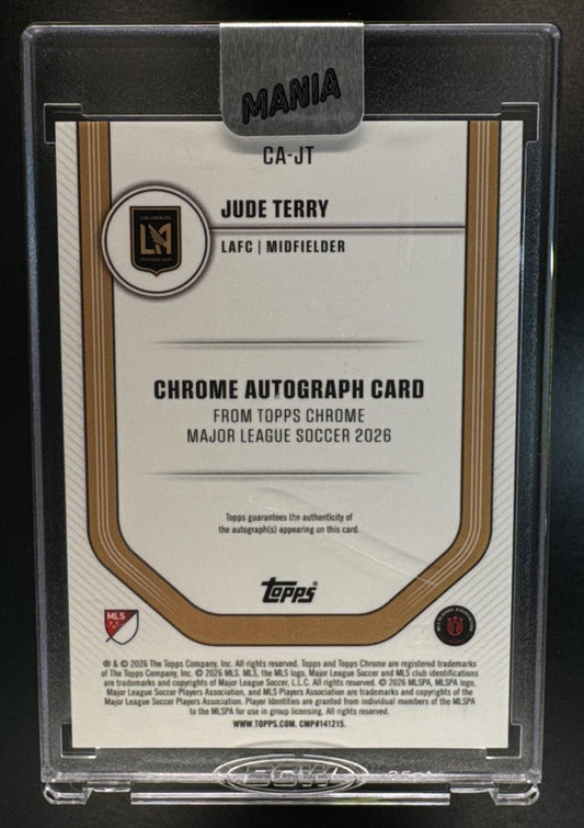 2026 Topps Chrome MLS Jude Terry #CA-JT Auto Red/White/Blue X-Fractor /99 RC