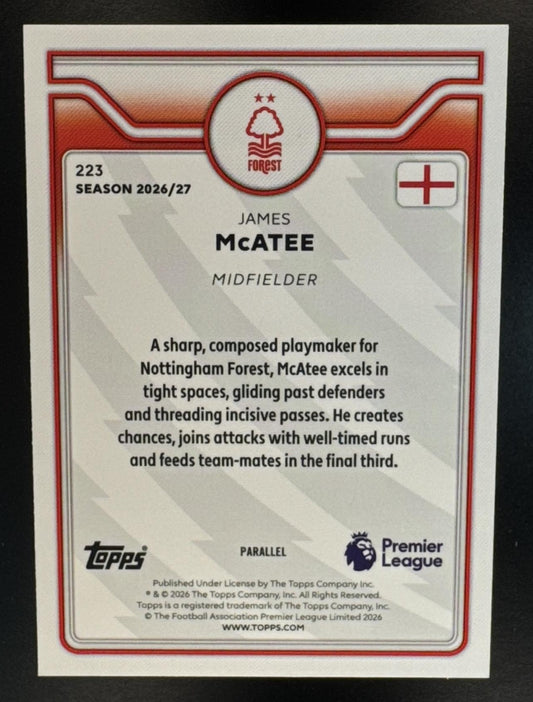 2026 Topps Premier League James McAtee #223 Green Rainbow Foil /99