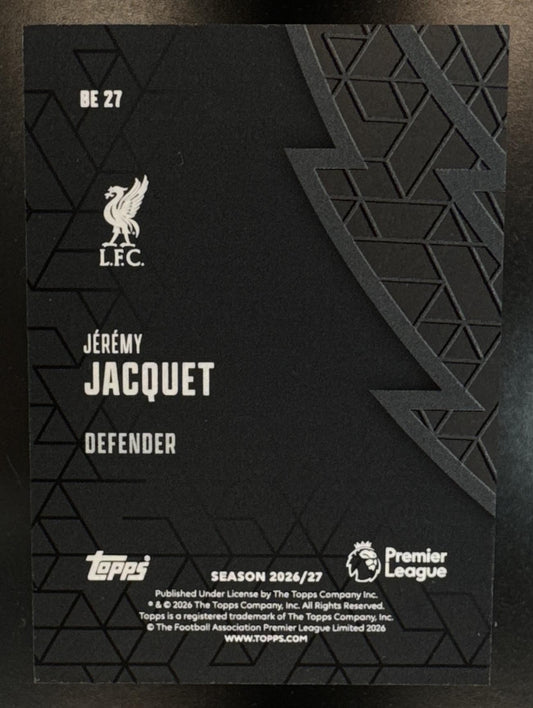 2026 Topps Premier League Jeremy Jacquet #BE-27 Black Edge Blackout