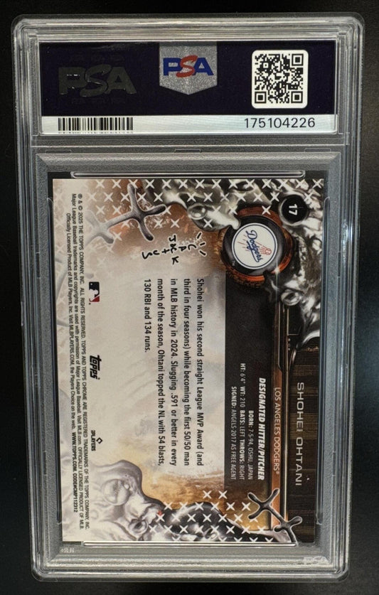 2025 Topps Chrome x Cactus Jack Shohei Ohtani #17 Black Refractor /10 Dodgers PSA 10