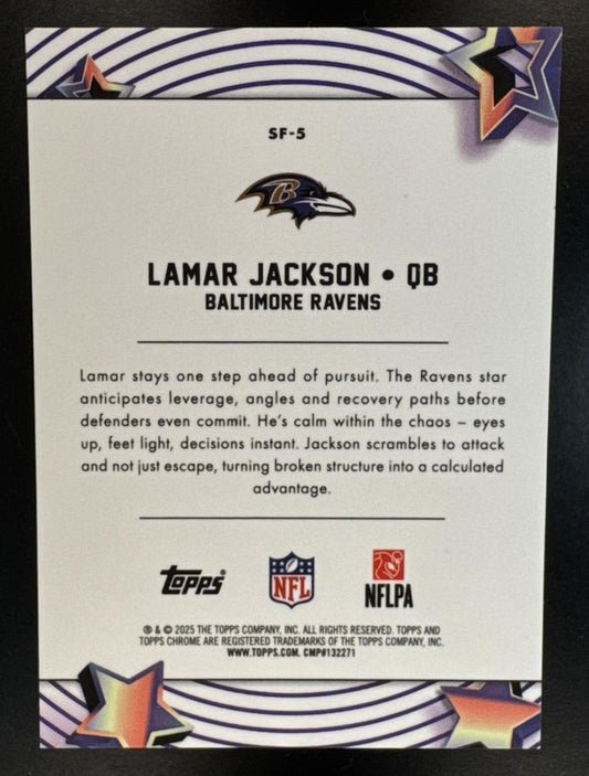 2025 Topps Cosmic Chrome Lamar Jackson #SF-5 Starfractor Red /5 SP Ravens