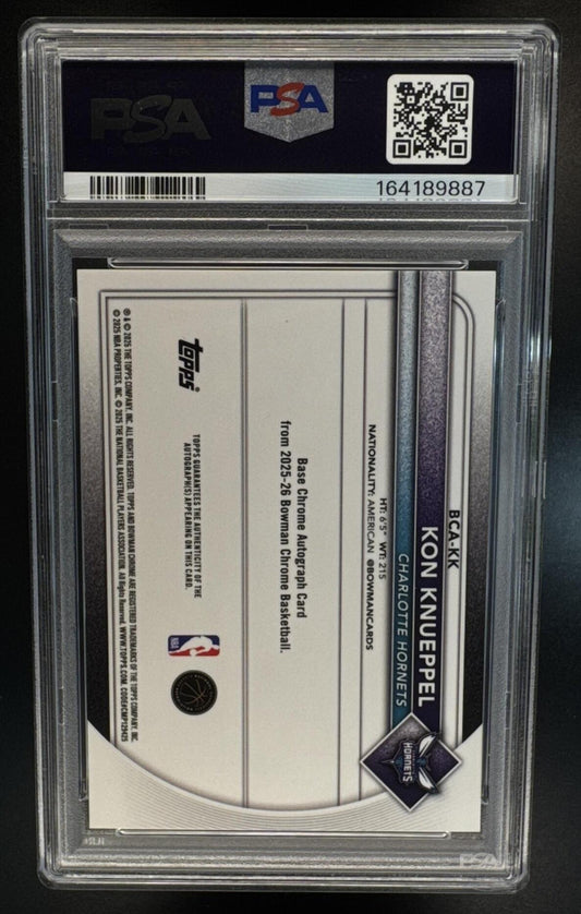 2025 Bowman Sapphire Basketball Kon Knueppel Rookie Chrome Autograph Black Refractor /10 PSA 8