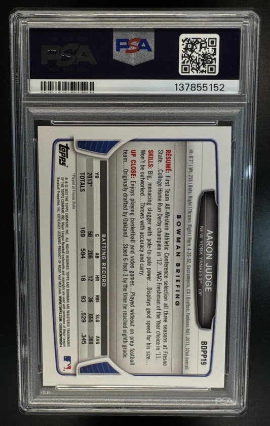 2013 Bowman Draft Picks & Prospects Aaron Judge #BDPP19 Yankees PSA 10