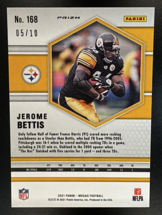 2021 Panini Mosaic Jerome Bettis #168 No Huddle Prizm Gold 5/10 Steelers