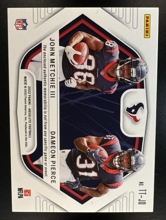 2022 Panini Absolute John Metchie III Dameon Pierce #TT-JD Team Tandem Relic /99 Texans