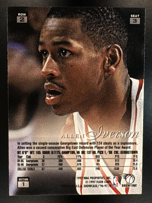 1996-97 Fleer Flair Showcase Allen Iverson #3 Row 2 Style RC 76ers
