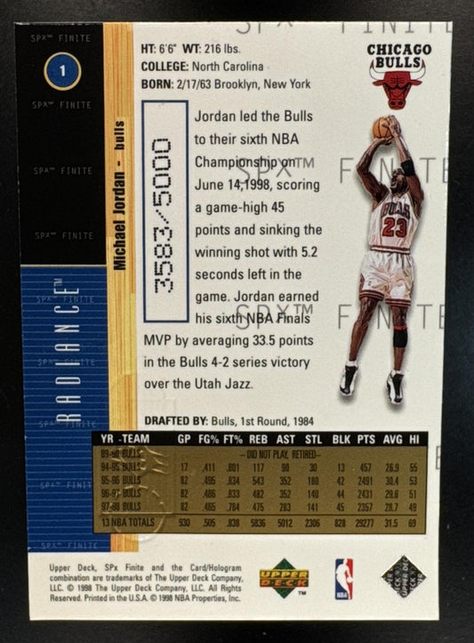 1998-99 SPx Finite Michael Jordan #1 Radiance 3583/5000 Bulls