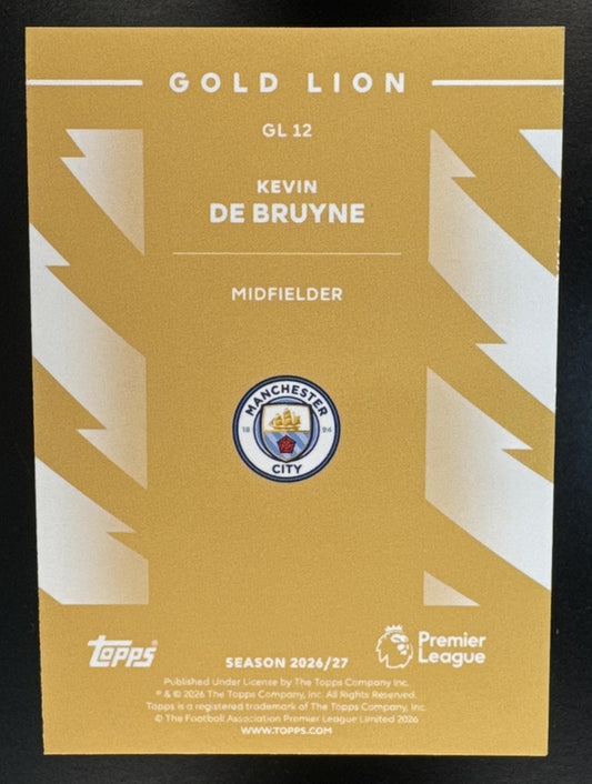 2026-27 Topps Premier League Kevin De Bruyne #GL 12 Gold Lion Man City