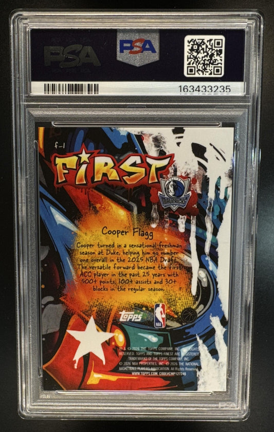 2025 Topps Finest Cooper Flagg #F-1 First Orange Refractor /25 RC PSA 9