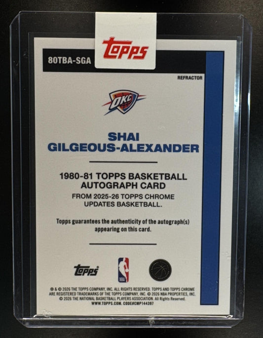 2025 Topps Chrome Update Shai Gilgeous-Alexander #80TBA-SGA 1980-81 Auto Refractor