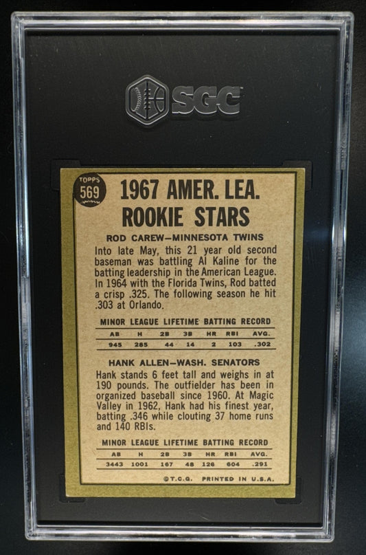 1967 Topps A. League Rookie Stars Rod Carew Hank Allen RC, #569 RC Pirates SGC 5