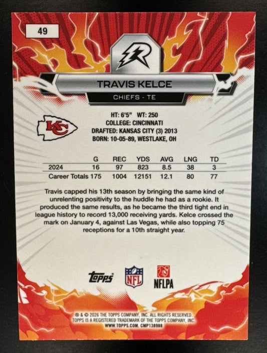 2025 Topps Resurgence Travis Kelce #49 Purple Surge Refractor 23/75 Chiefs