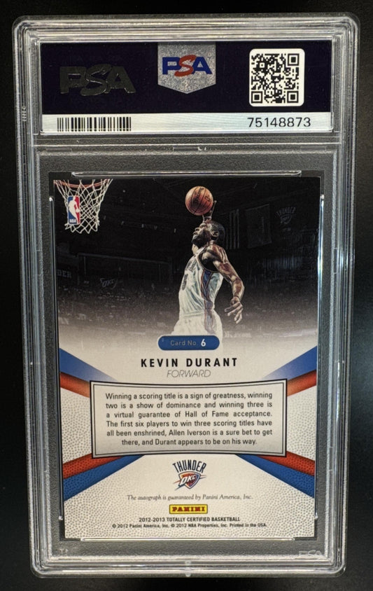 2012 Panini Totally Certified Kevin Durant #6 Red Signatures /25 Auto PSA 8
