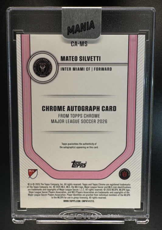 2026 Topps Chrome MLS Mateo Silvetti #CA-MS Auto Red/White/Blue X-Fractor /99 RC