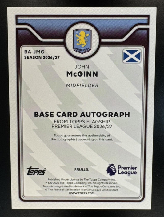 2026 Topps Premier League John McGinn #BA-JMG Auto Black Rainbow Foil /10