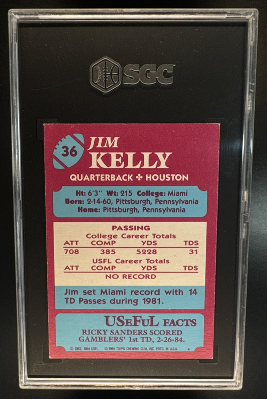 1984 Topps USFL Jim Kelly #36 RC SGC 7