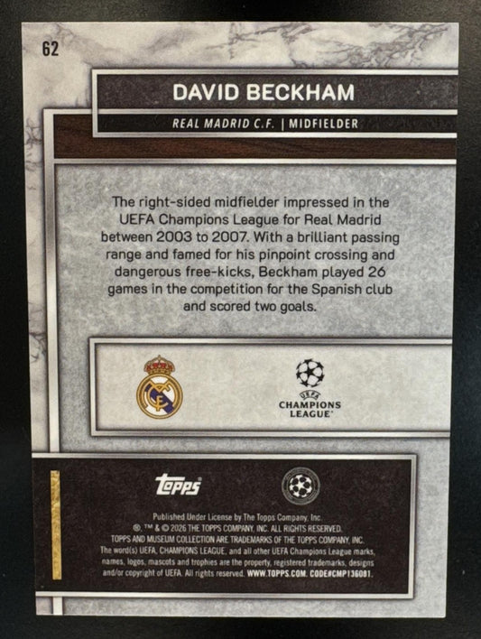 2025 Topps Museum Collection UEFA Club Competitions David Beckham #62 Gold /249