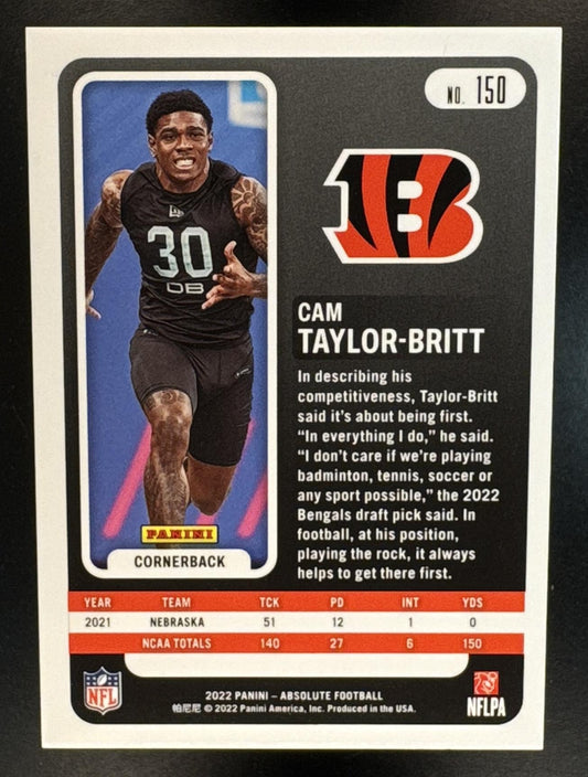 2022 Panini Absolute Cam Taylor-Britt #150 Spectrum Blue 10/50 RC Bengals