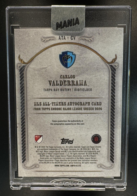2026 Topps Chrome MLS Carlos Valderrama All-Timers Auto Gold Sparkle Ref. /50