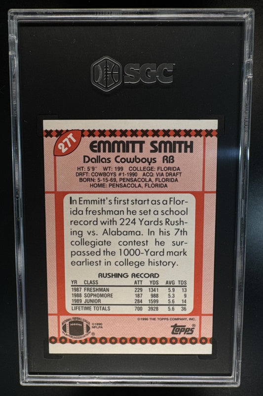 1990 Topps Traded Emmitt Smith #27T RC Cowboys SGC 10