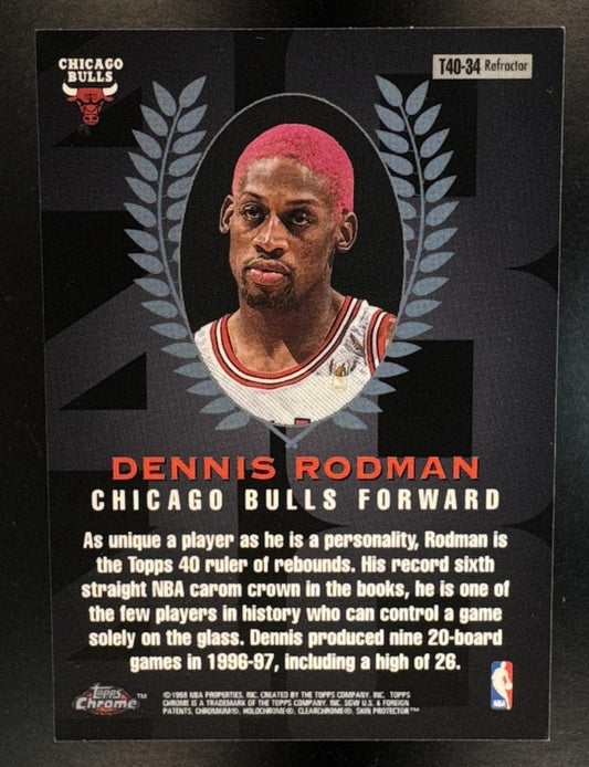 1997-98 Topps Chrome Dennis Rodman #T40-34 40 Refractor Bulls