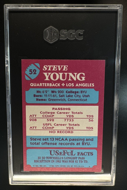 1984 Topps USFL Steve Young #52 RC SGC 8