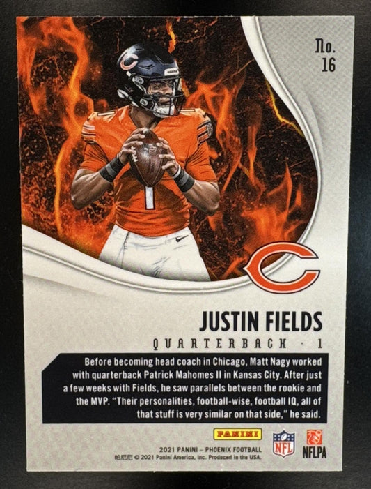 2021 Panini Phoenix Justin Fields #16 Heat Wave Prizm RC Bears