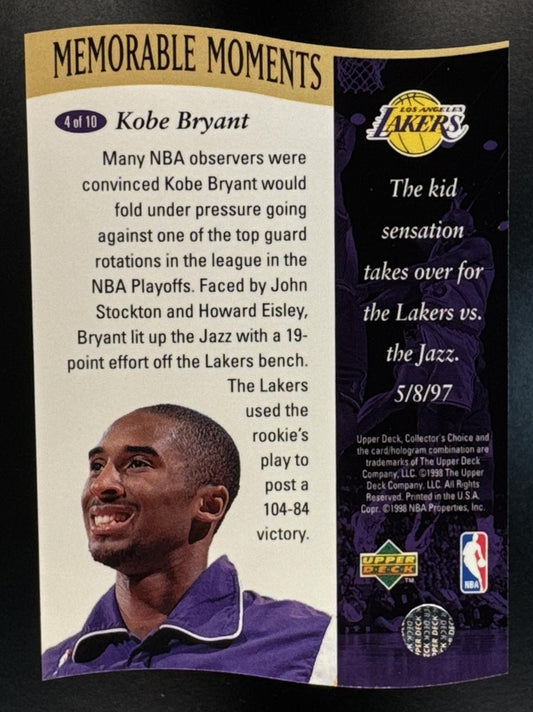 1997-98 Upper Deck Collector's Choice Kobe Bryant #4 Memorable Moments Lakers