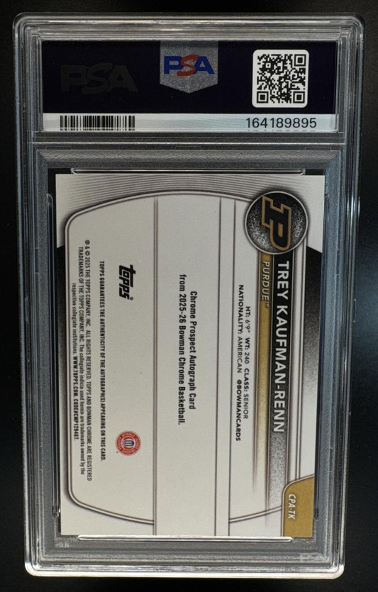2025 Bowman Sapphire Trey Kaufman-Renn #CPA-TK Auto Red Refractor /5 Purdue PSA 9