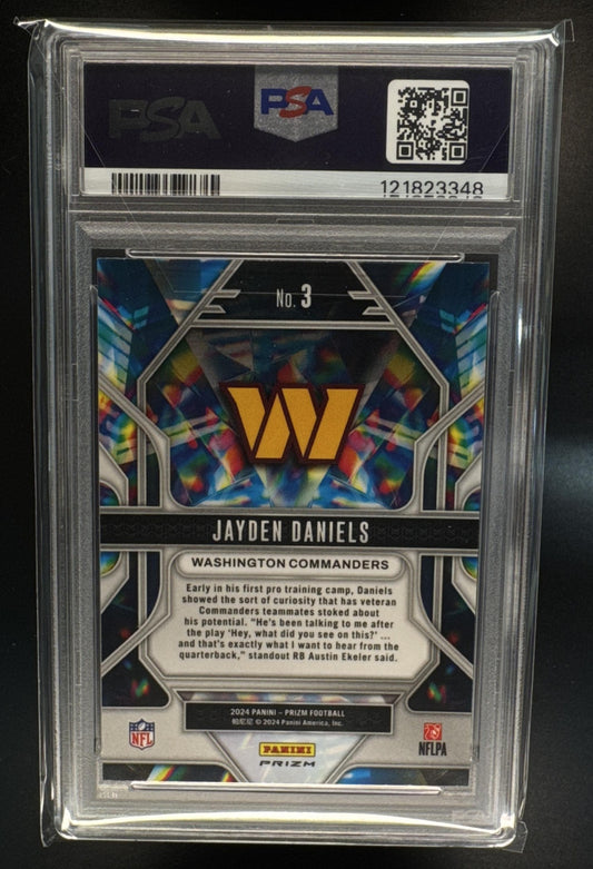 2024 Panini Prizm Jayden Daniels #3 Prizmatic Green RC Commanders PSA 10