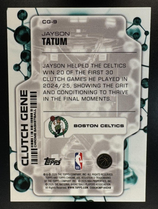 2025 Topps Chrome Update Jayson Tatum #CG-9 Clutch Gene Green Refractor /99
