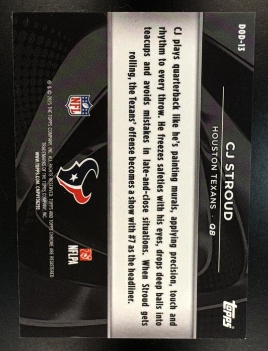 2025 Topps Chrome Black CJ Stroud #DOD-13 Depths of Darkness Red Refractor /5 Texans