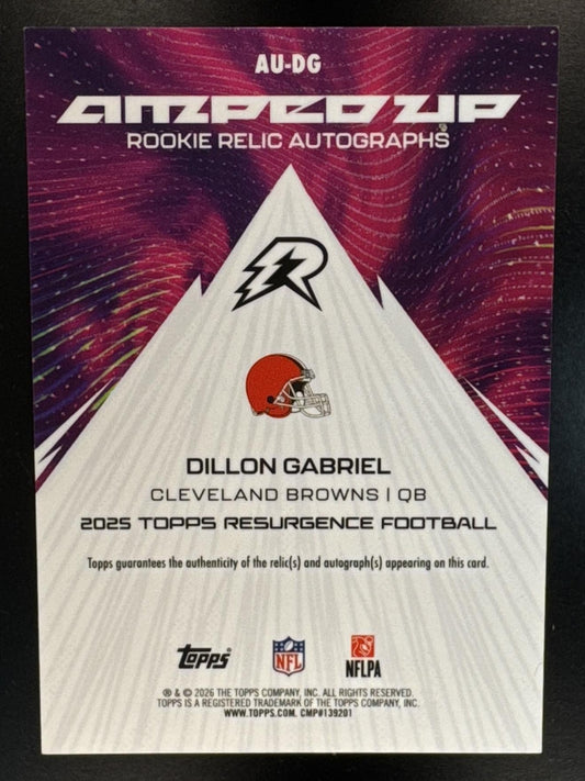 2025 Topps Resurgence Dillon Gabriel #AU-DG Rookie Auto Relic Blue Surge Refractor /99 Browns