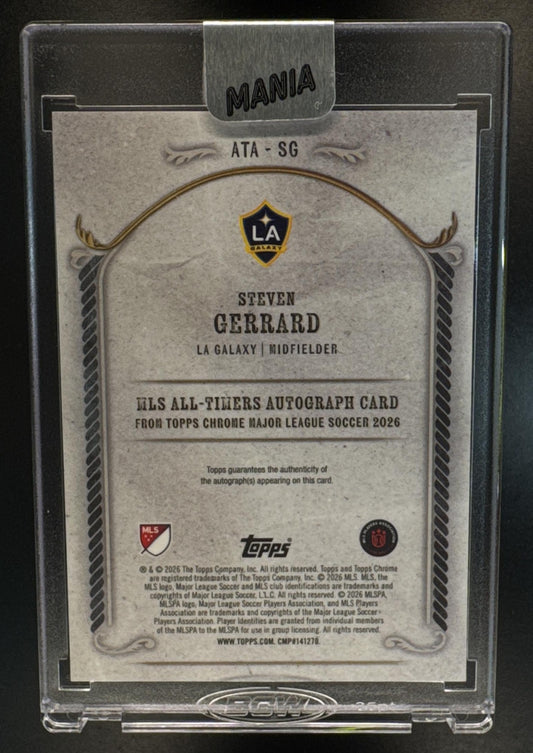 2026 Topps Chrome MLS Steven Gerrard All-Timers Auto Gold Sparkle Refractor /50