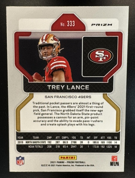 2021 Panini Prizm Trey Lance #333 Black and White Checker RC 49ers