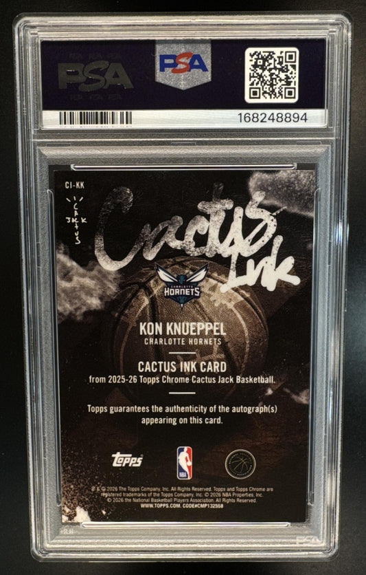 2025-26 Topps Chrome x Cactus Jack Kon Knueppel #CI-KK Ink RC Auto Hornets PSA 9