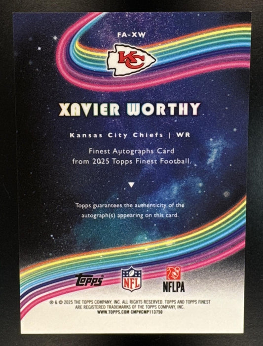 2025 Topps Finest Xavier Worthy #FA-XW Auto Black Geometric Refractor /10 Chiefs