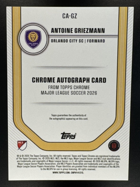 2026 Topps Chrome MLS Antoine Griezmann #CA-GZ Auto Gold Refractor /50