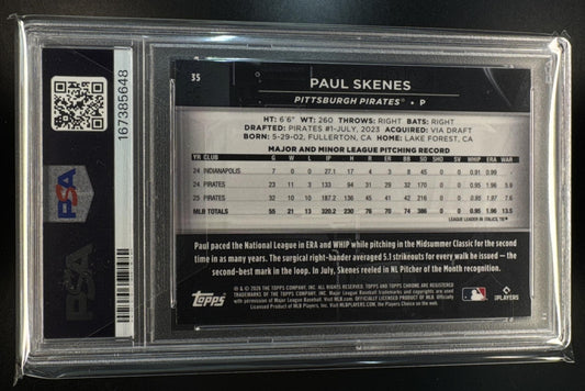 2026 Topps Chrome Black Paul Skenes #35 Purple Refractor /75 Pirates PSA 10