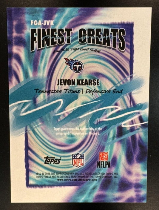 2025 Topps Finest Jevon Kearse #FGA-JVK Greats Auto Blue Refractor 90/99 Titans