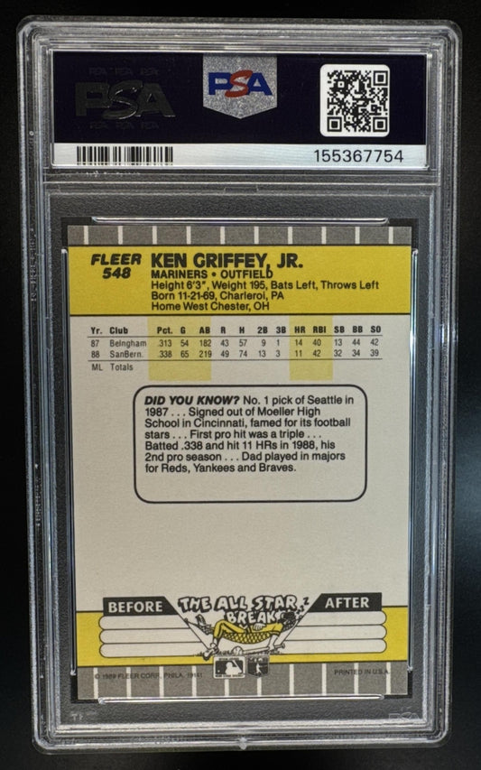 1989 Fleer Ken Griffey Jr. #548 RC Mariners PSA 10 Mariners