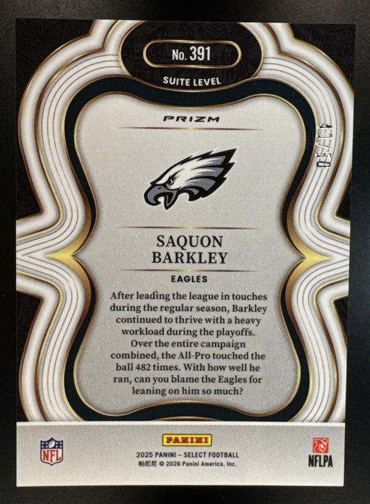 2025 Panini Select Saquon Barkley #391 Suite Level Dragon Scale Prizm /50 Eagles