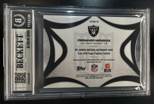 2026 Topps Fernando Mendoza #NFLRMA-FM NFL Rookie Material Auto /99 BGS 8 Auto 10