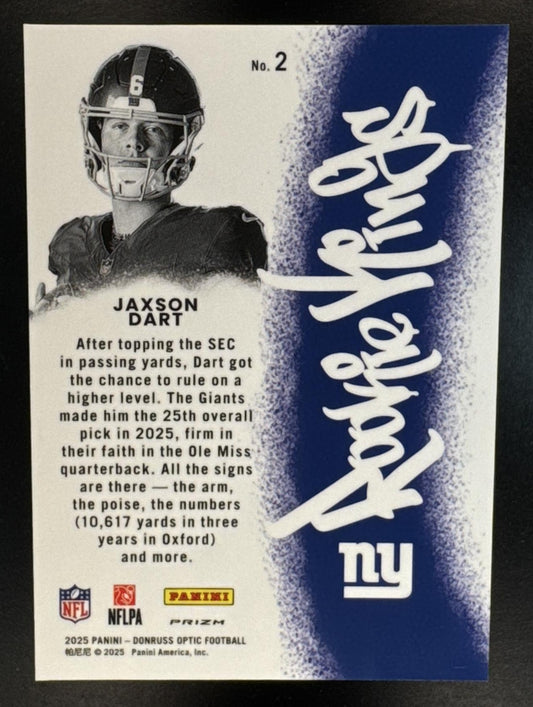 2025 Panini Donruss Optic Jaxson Dart #2 Rookie Kings RC Giants