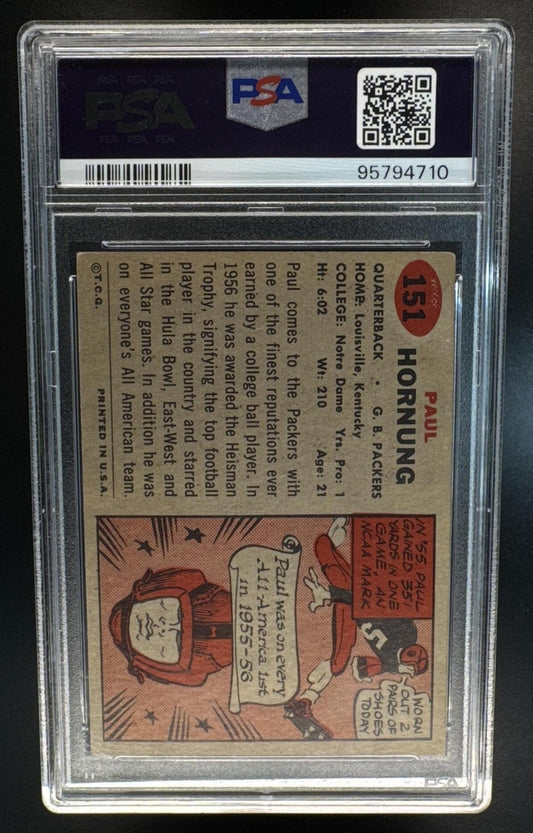 1957 Topps Paul Hornung #151 RC Packers PSA 4