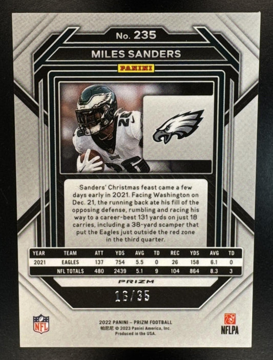 2022 Panini Prizm Miles Sanders #235 Red Shimmer 16/35 Eagles