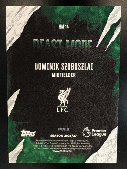 2026 Topps Premier League Dominik Szoboszlai Beast Mode Gold Rainbow Foil /50