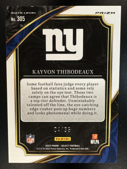 2022 Panini Select Kayvon Thibodeaux #305 White Prizm /35 RC Suite Giants