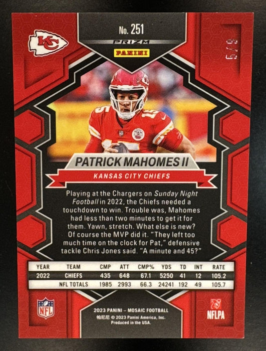 2023 Panini Mosaic Patrick Mahomes II #251 Red Wave Prizm /9 National Pride Chiefs