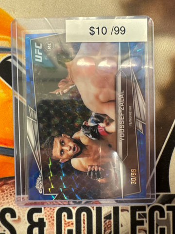 2026 Topps Chrome UFC Youssef Zalal Rookie Blue Geometric Refractor /99